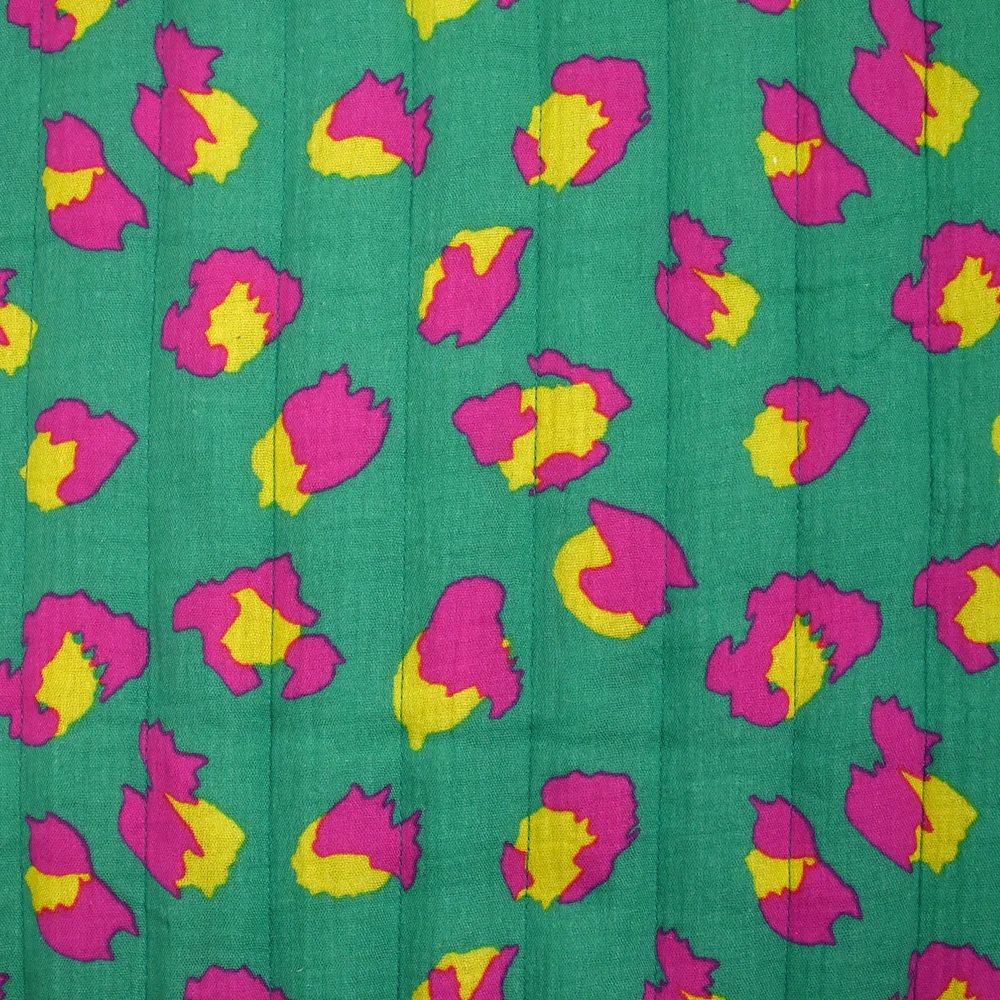 Double gaze matelassée double face Maui fond turquoise et magenta au mètre - Image 4