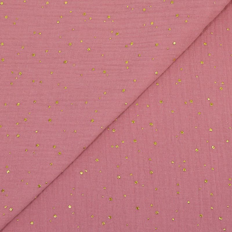 Double gaze vieux rose confettis doré