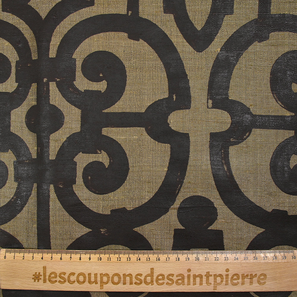 Doupion 100% soie imprimé ornement fond beige - Image 5