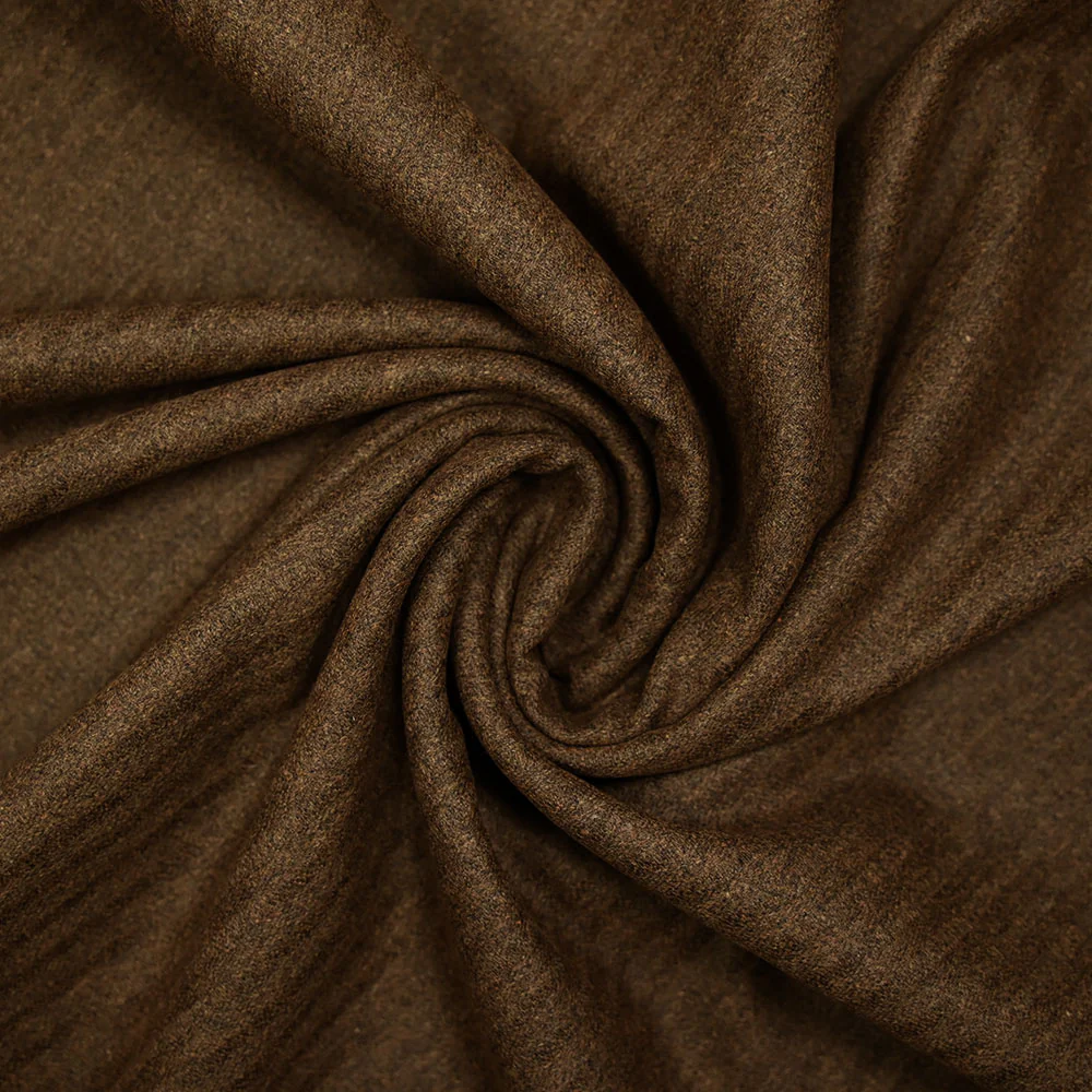 Drap de laine mélangée fin rayé ton sur ton caramel - Image 2