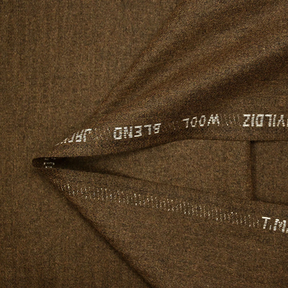 Drap de laine mélangée fin rayé ton sur ton caramel - Image 3