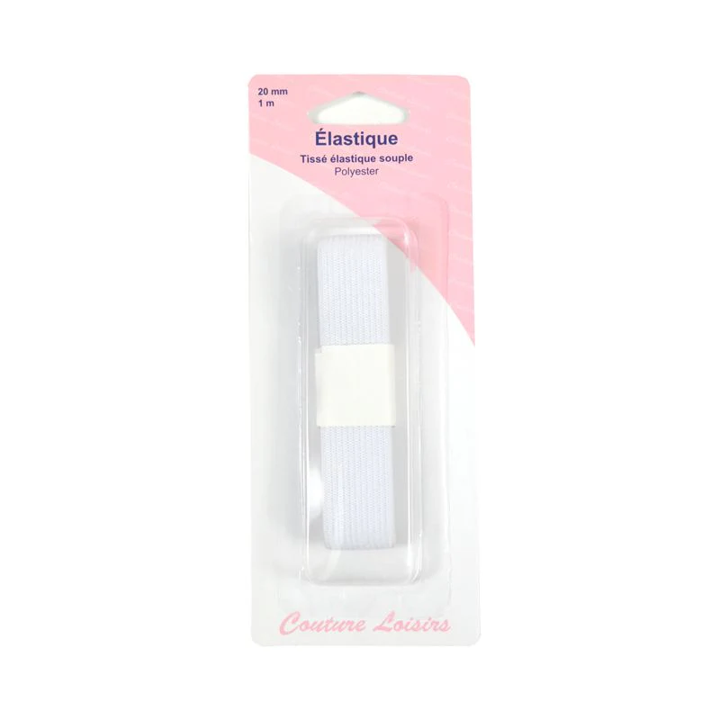 Élastique tissé souple élastique 20 mm blanc