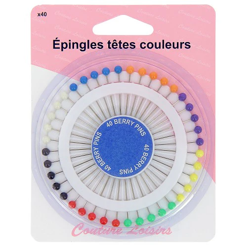 Epingles tĂȘtes couleurs X40 -34 mm x 0.62 mm