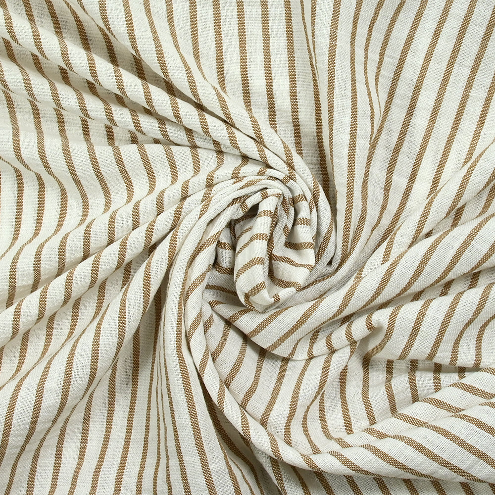 Étamine de polyester fines rayures fond beige - Image 2