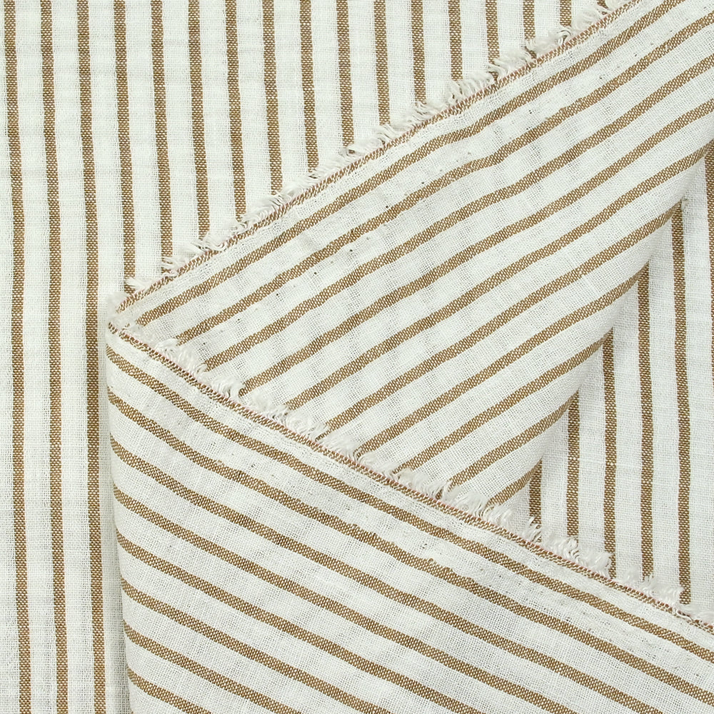 Étamine de polyester fines rayures fond beige - Image 6
