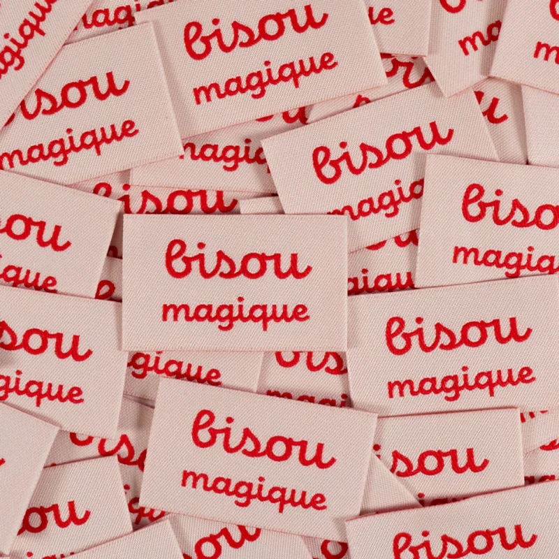 Étiquettes tissées  "Bisou Magique" x 5