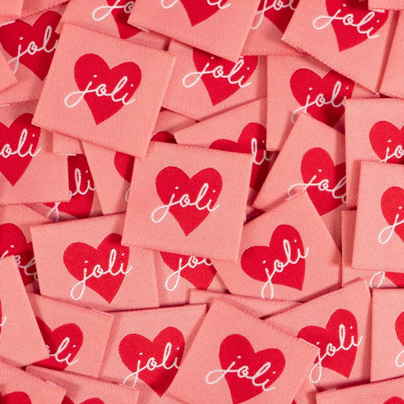 Étiquettes tissées  "Joli Coeur" x 5