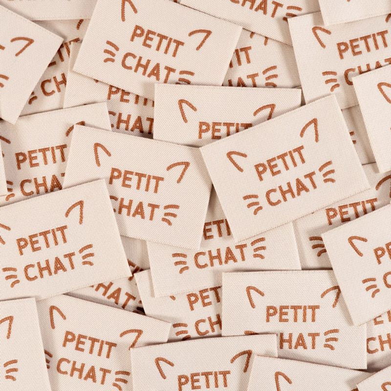 Étiquettes tissées "Petit Chat" x 5