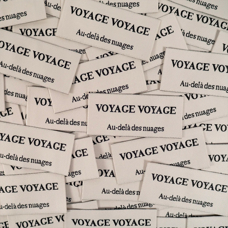 Étiquettes tissées  "Voyage" x 5