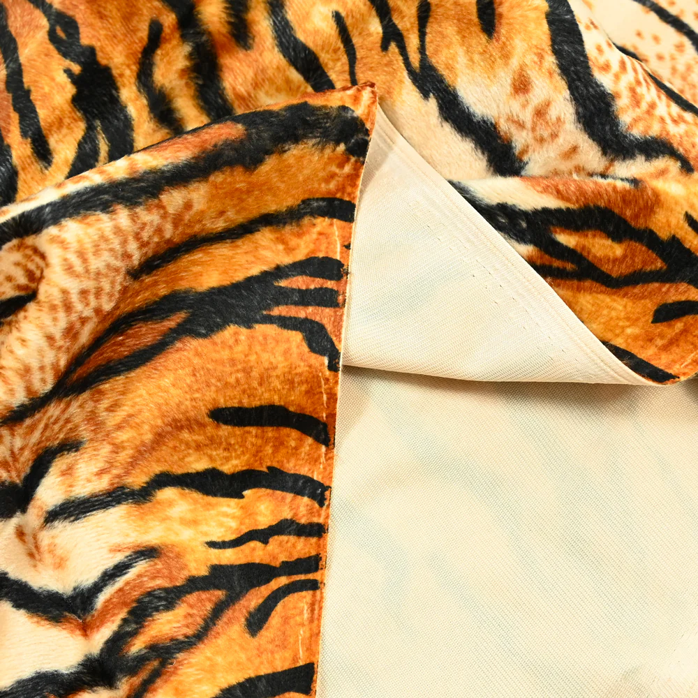 Fausse fourrure poils mi-longs tigre - Image 3