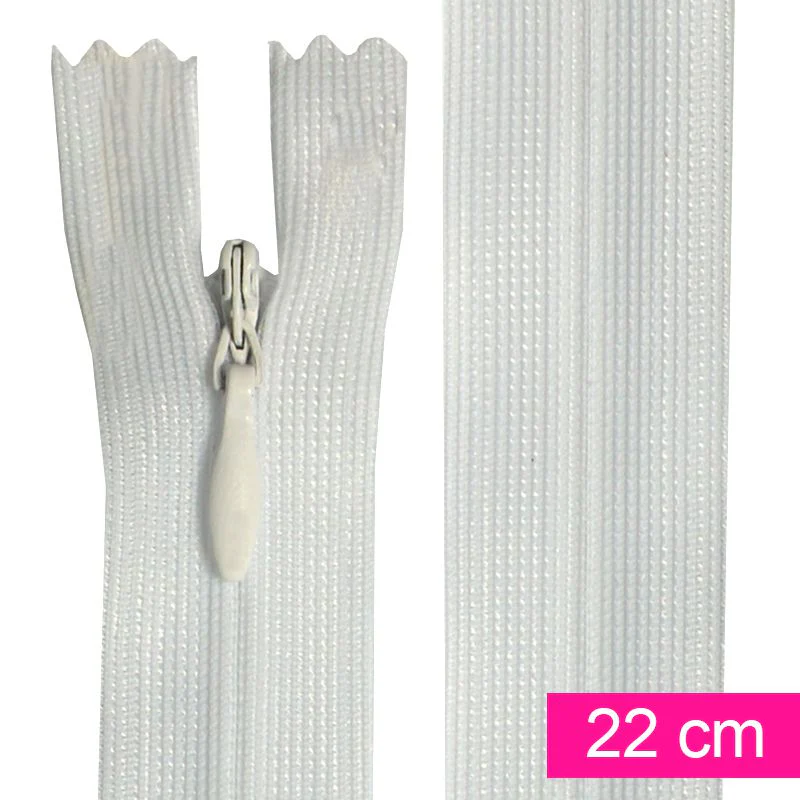 Fermeture invisible de 22 cm blanc