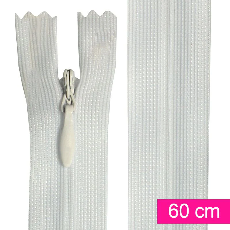 Fermeture invisible de 60 cm blanc