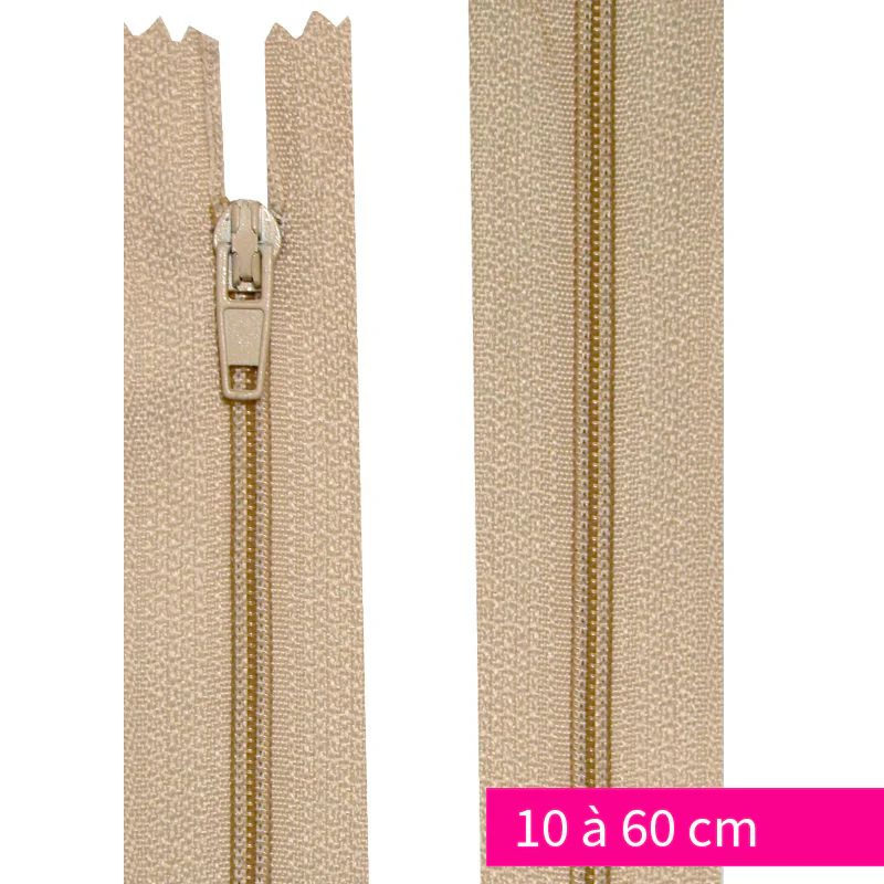 Fermeture nylon non-séparable de 10 à 60 cm Beige