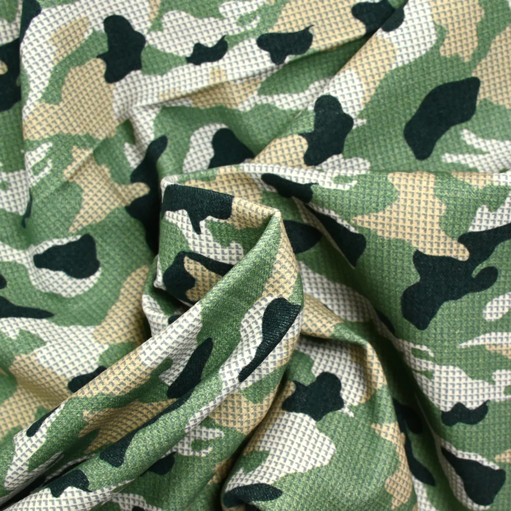 Flanelle coton élasthanne camouflage vert - Image 2