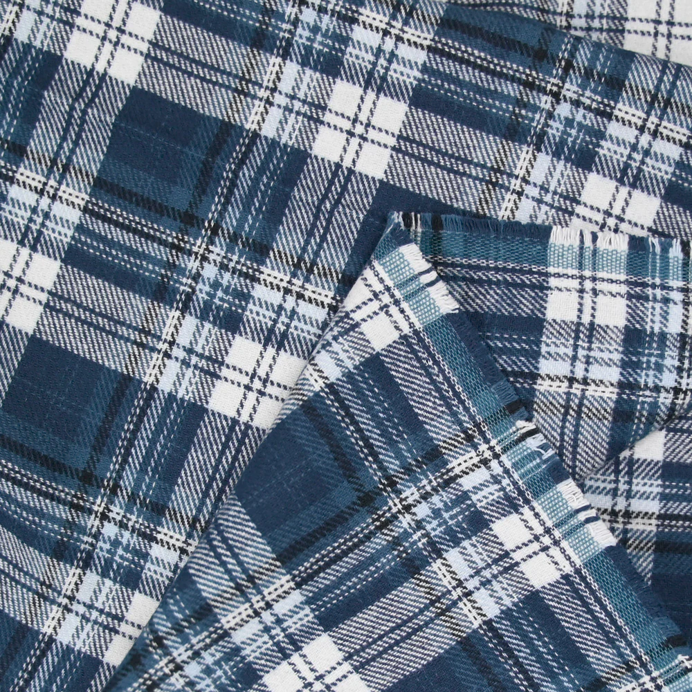 Flanelle de coton à carreaux Victor bleu jean's - Image 5
