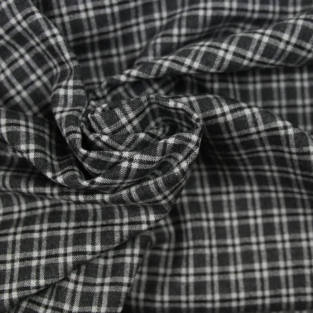Flanelle de laine mélangée Billy à carreaux gris - Image 2