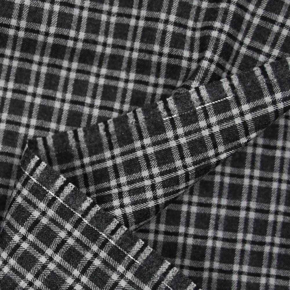 Flanelle de laine mélangée Billy à carreaux gris - Image 3