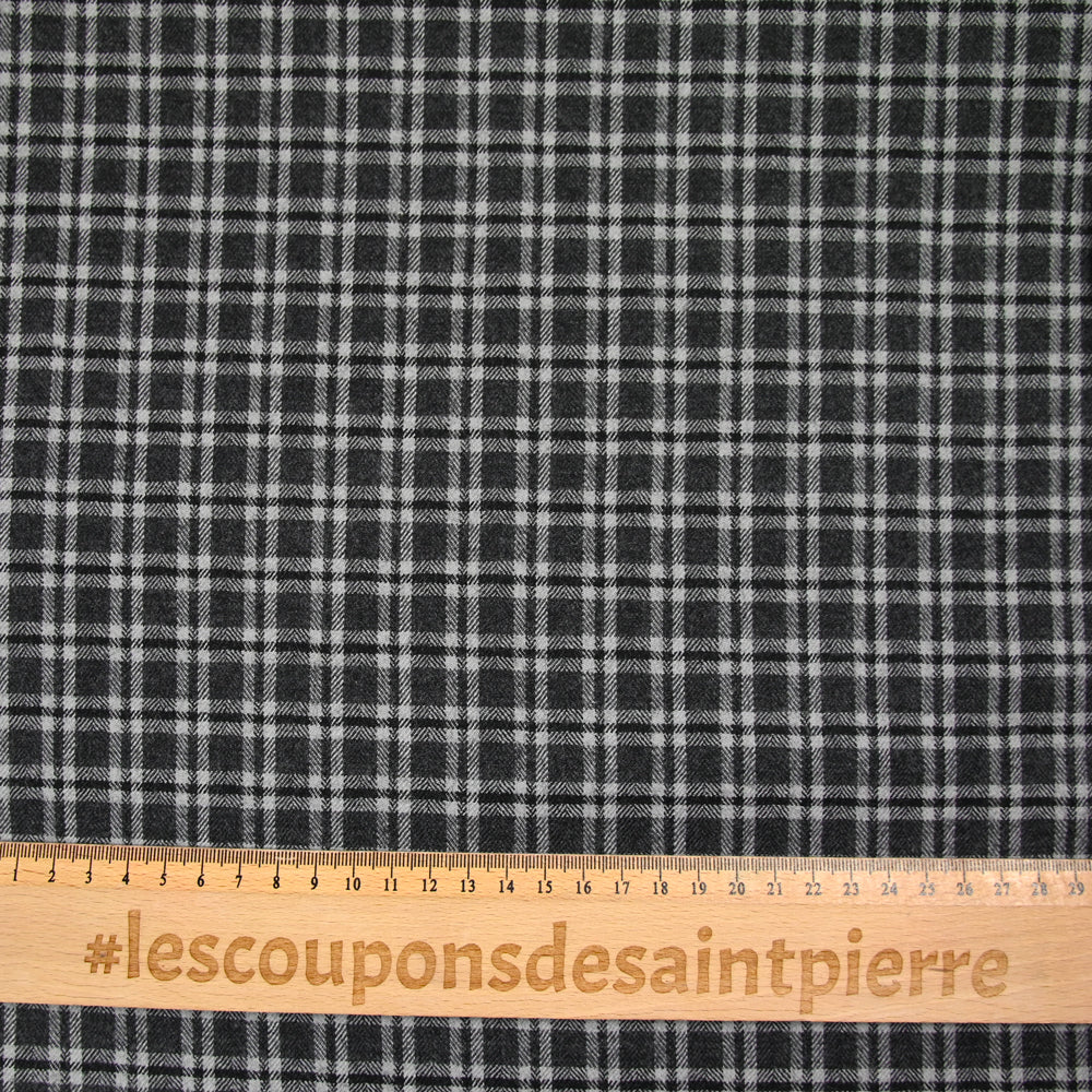 Flanelle de laine mélangée Billy à carreaux gris - Image 4