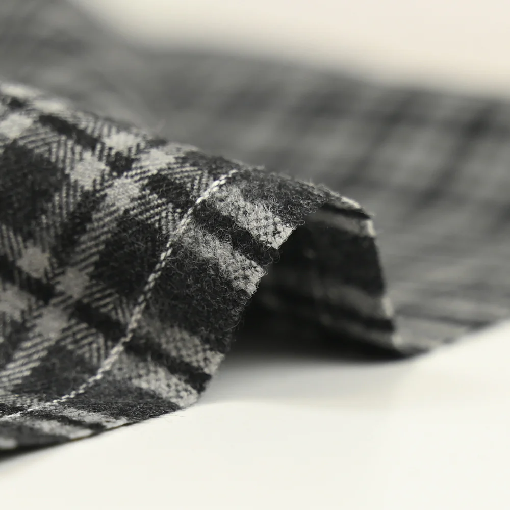 Flanelle de laine mélangée Billy à carreaux gris - Image 5