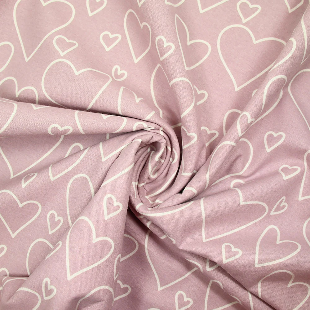 Flanelle imprimée cœurs fond mauve - Image 2