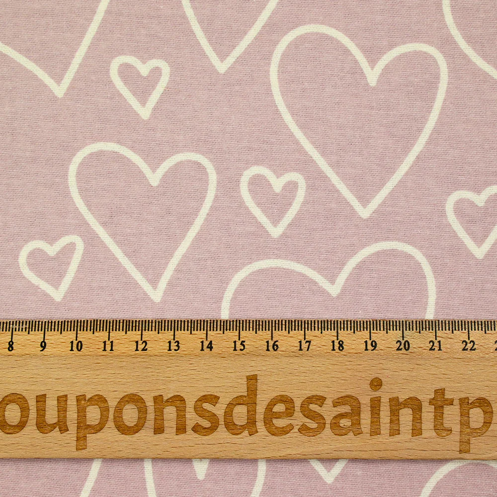 Flanelle imprimée cœurs fond mauve - Image 3