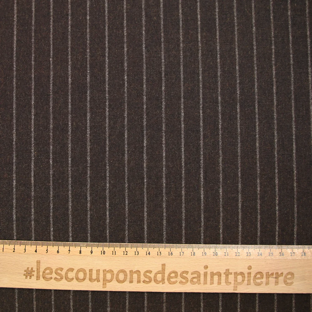 Flanelle de laine mélangée rayée marron - Image 3