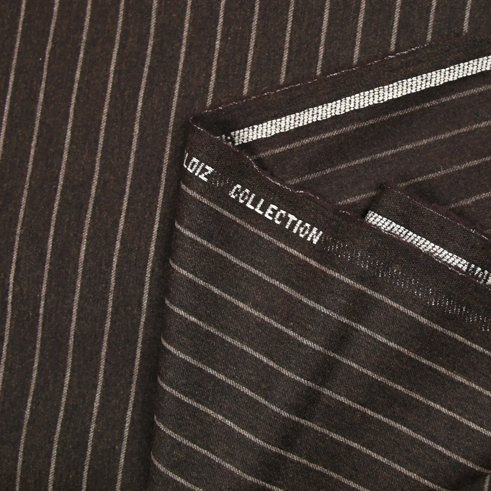Flanelle de laine mélangée rayée marron - Image 4