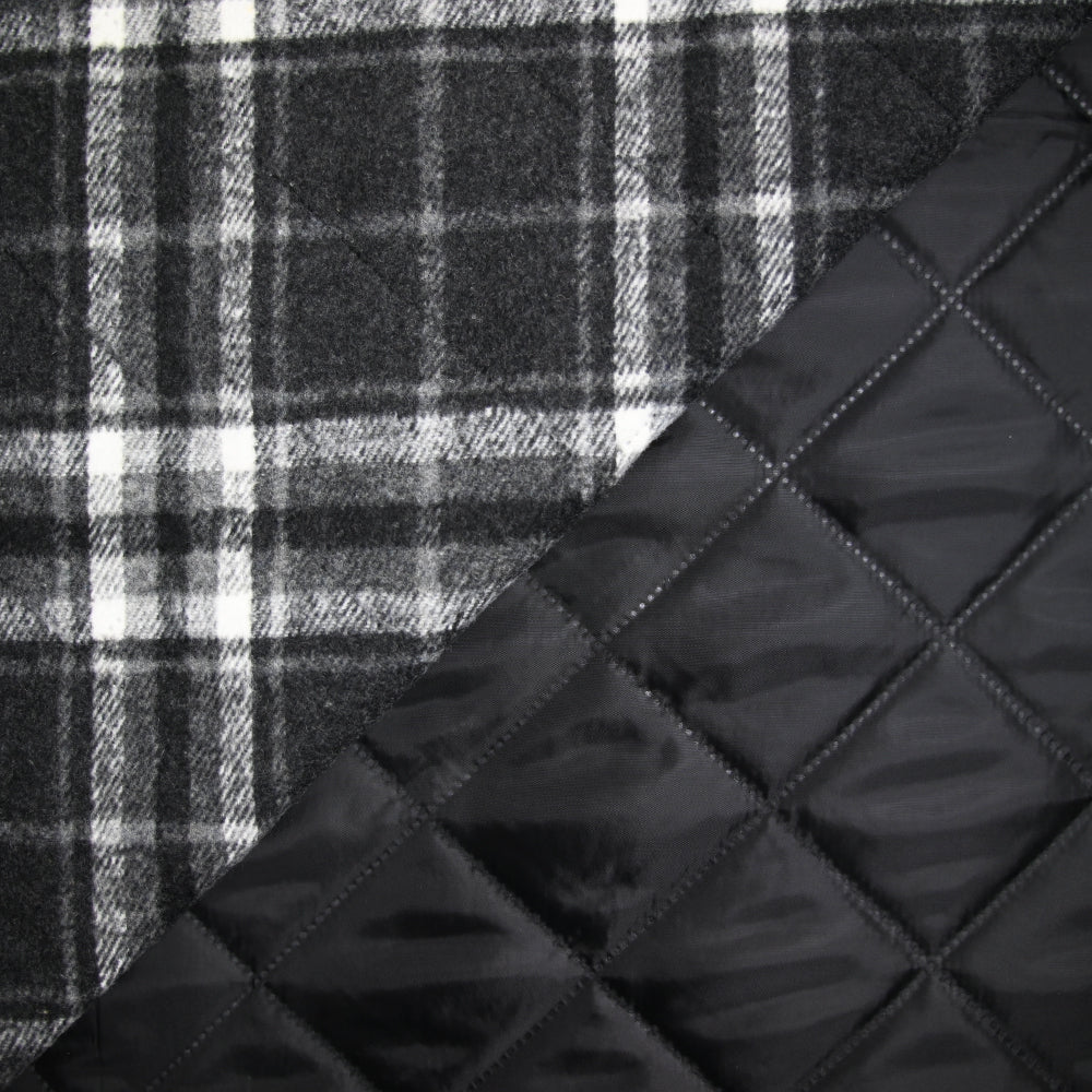 Flanelle matelassée à carreaux Adèle gris foncé