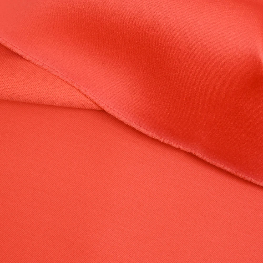 Gabardine de laine mélangée satinée orange - Image 3