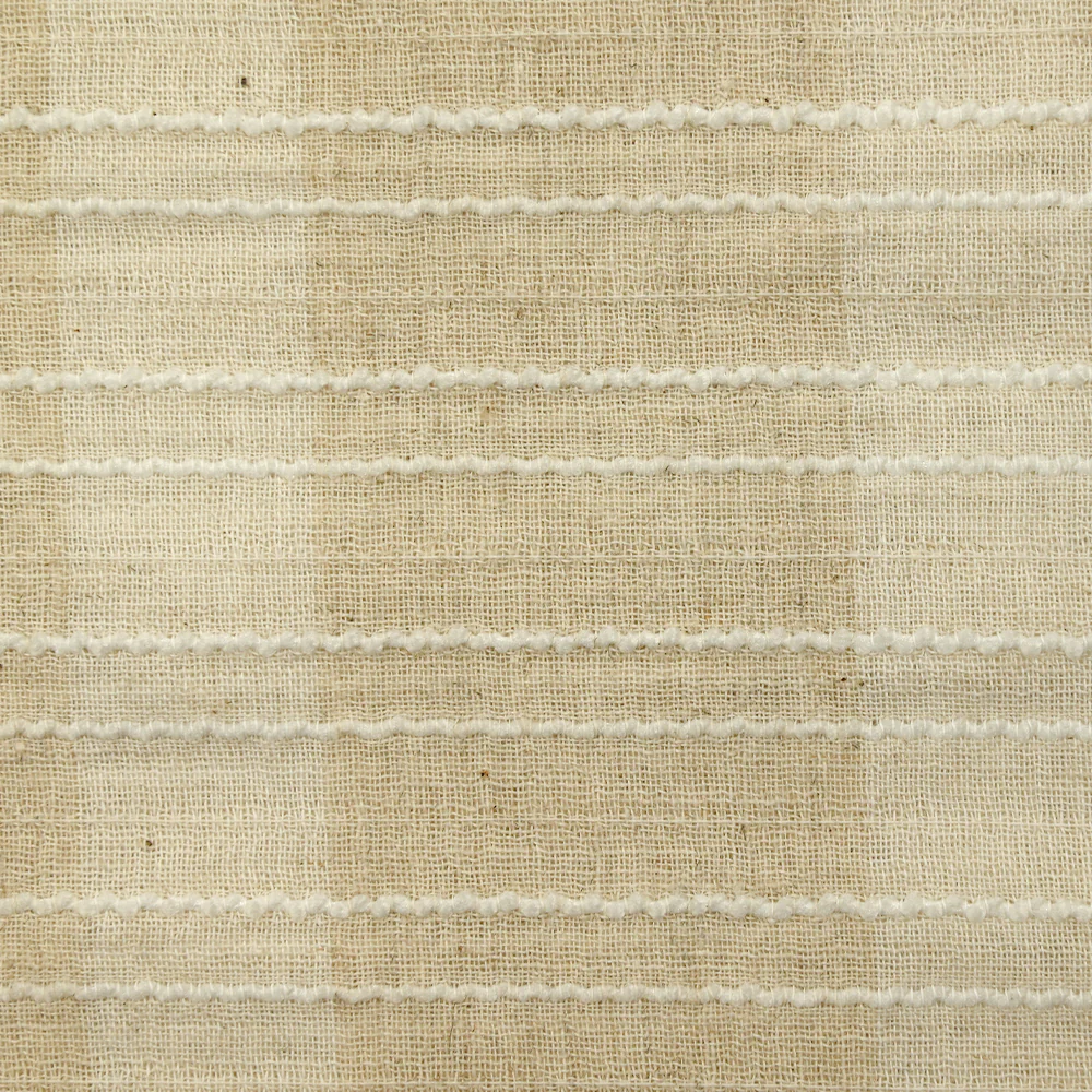 Gaze de coton et lin rayé ton sur ton écru naturel - Image 6