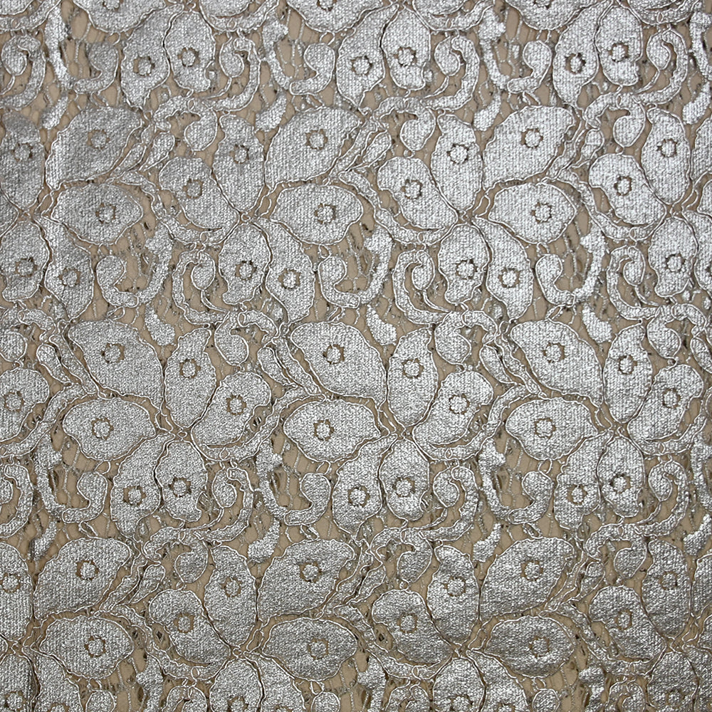 Guipure de coton lamée argent sur fond écru - Image 4