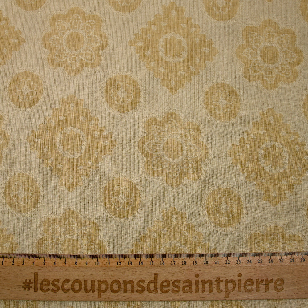 Jacquard 100% lin fleurs de Provence beige - Image 3