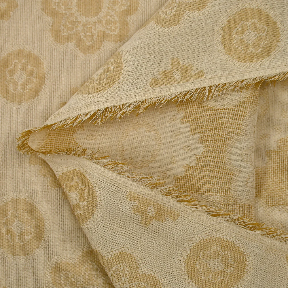 Jacquard 100% lin fleurs de Provence beige - Image 6