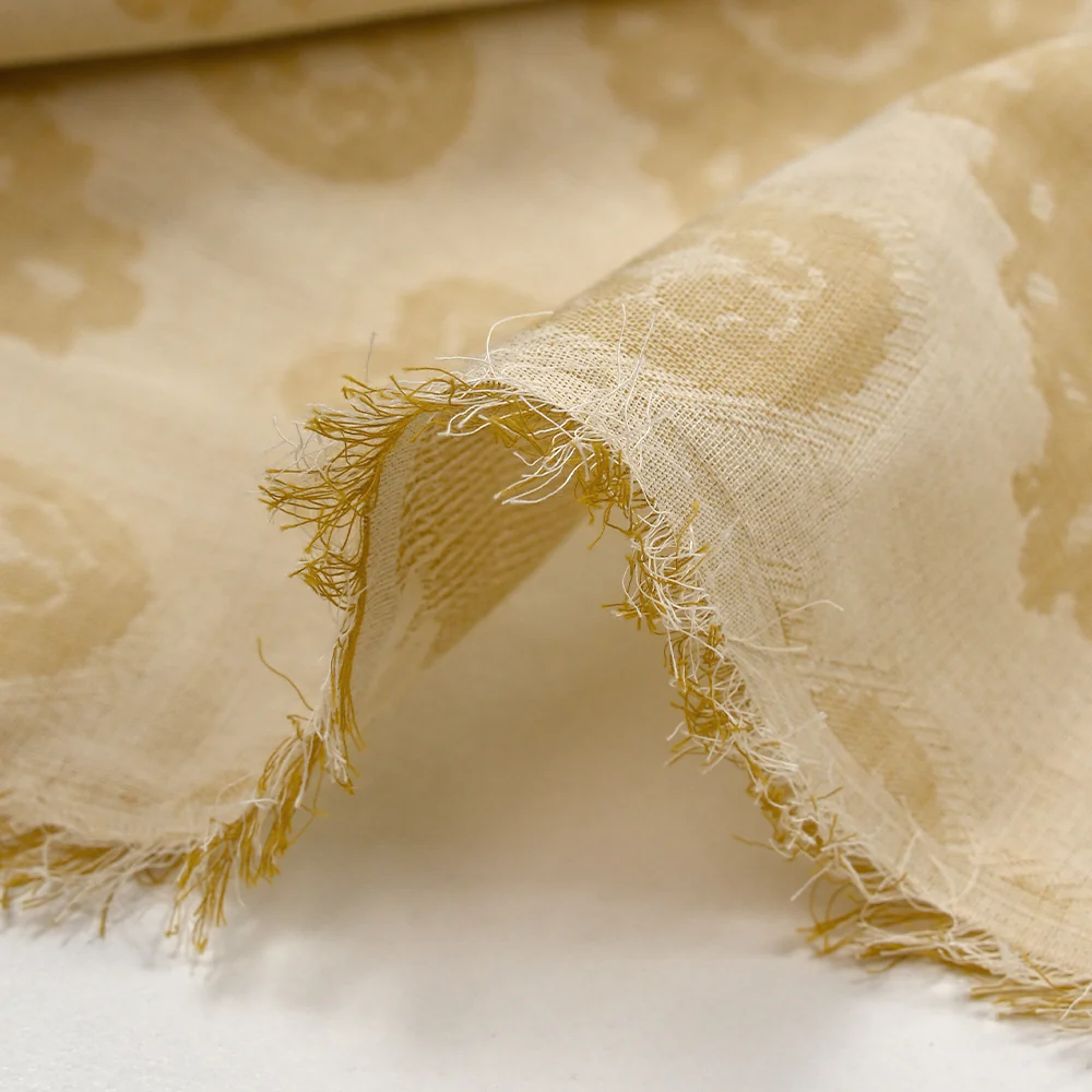 Jacquard 100% lin fleurs de Provence beige - Image 7
