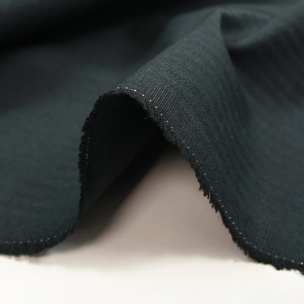 Jacquard de coton rayé ton sur ton bleu pétrole - Image 6