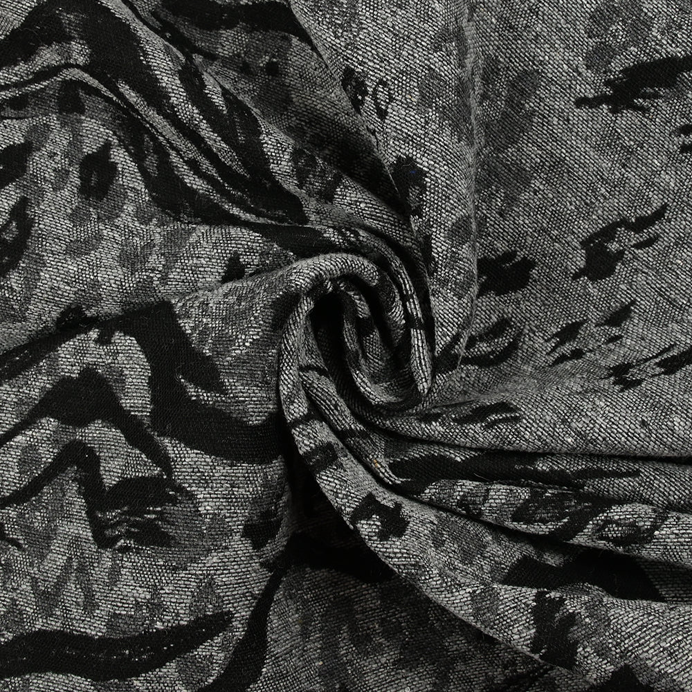 Jacquard de laine mélangée érosion animale noir et gris - Image 2