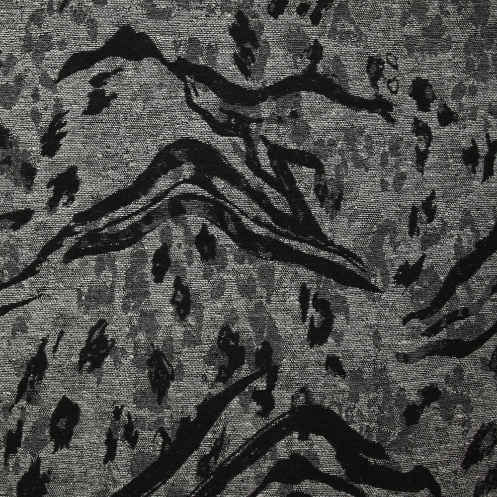 Jacquard de laine mélangée érosion animale noir et gris - Image 3