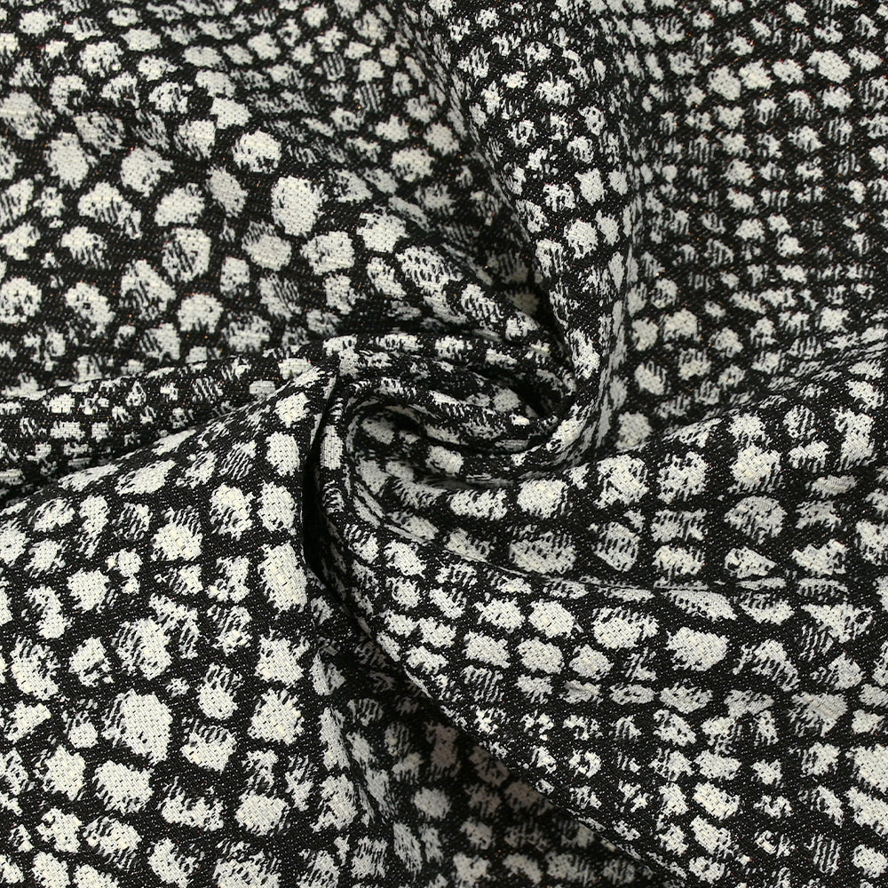 Jacquard de polycoton Lurex Miranda noir et blanc cassé - Image 2