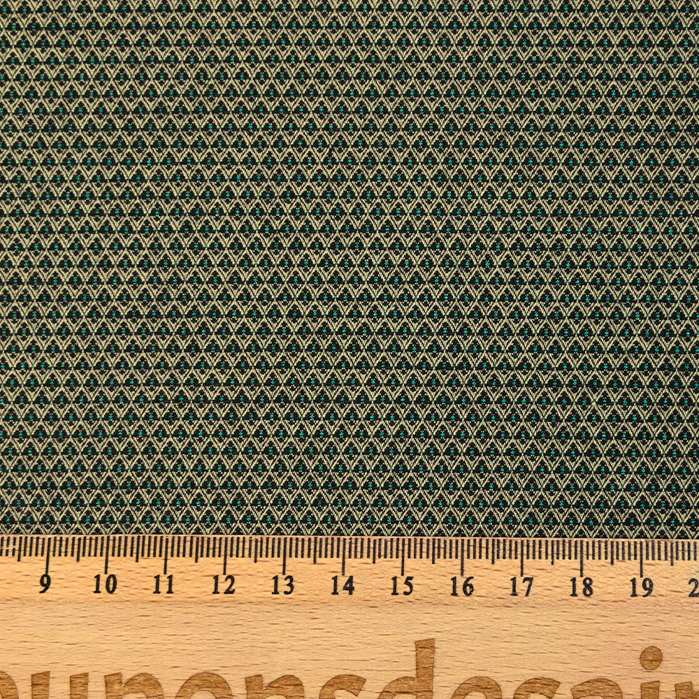Jacquard de polyviscose Lisa noir, vert et beige - Image 3