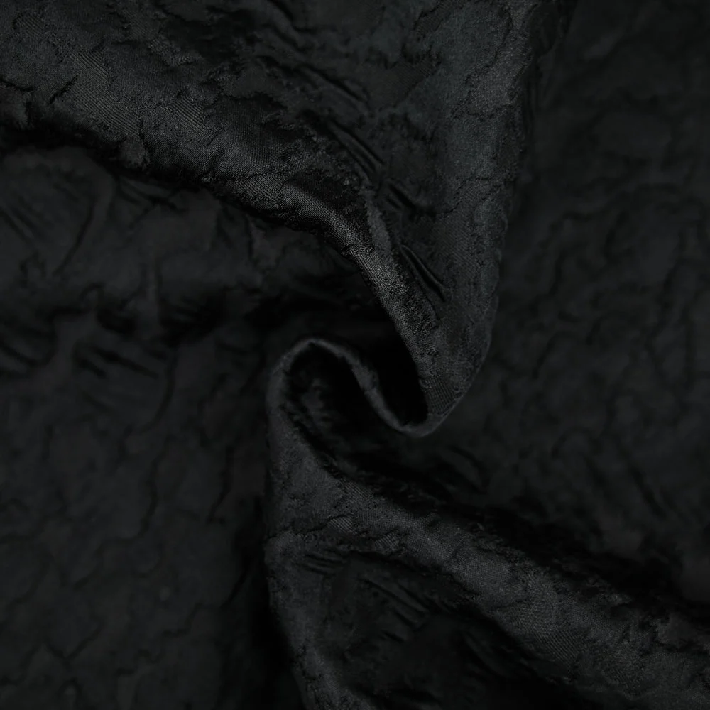 Jacquard matelassé en laine mélangée noir - Image 2