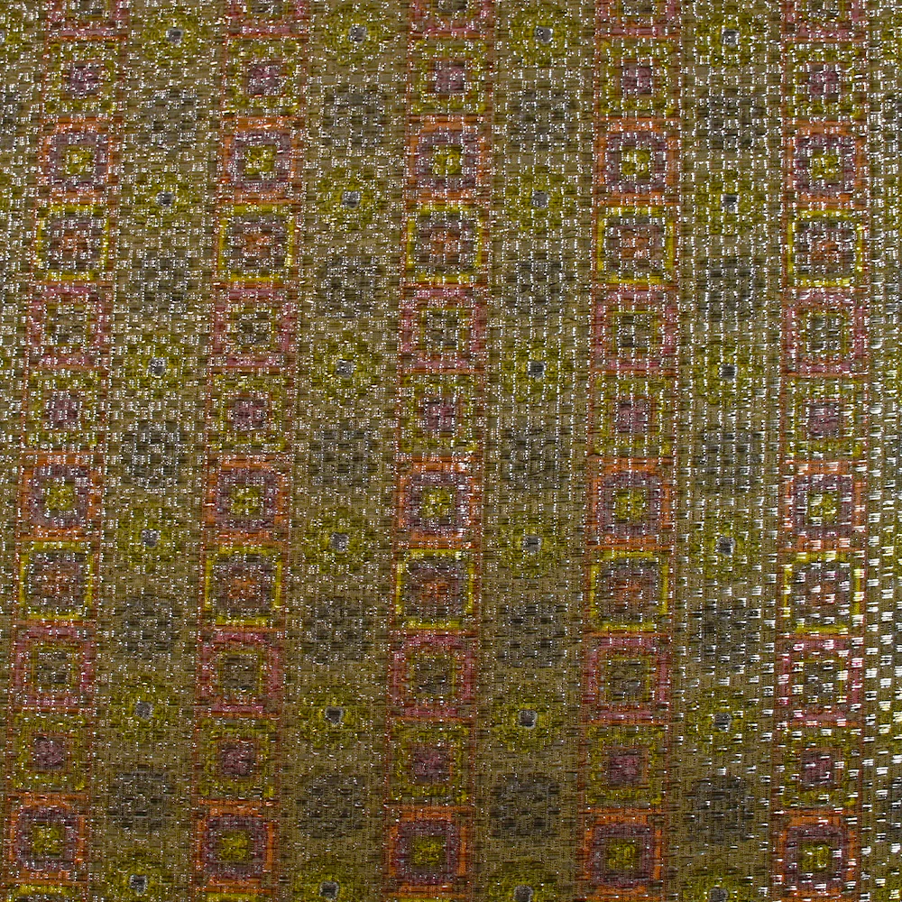 Jacquard polyester lamé frise de vinyls fond beige - Image 4