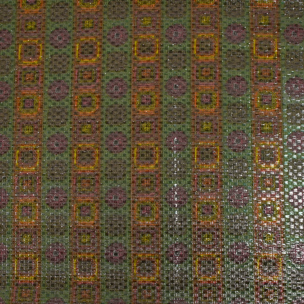 Jacquard polyester lamé frise de vinyls fond vert - Image 4