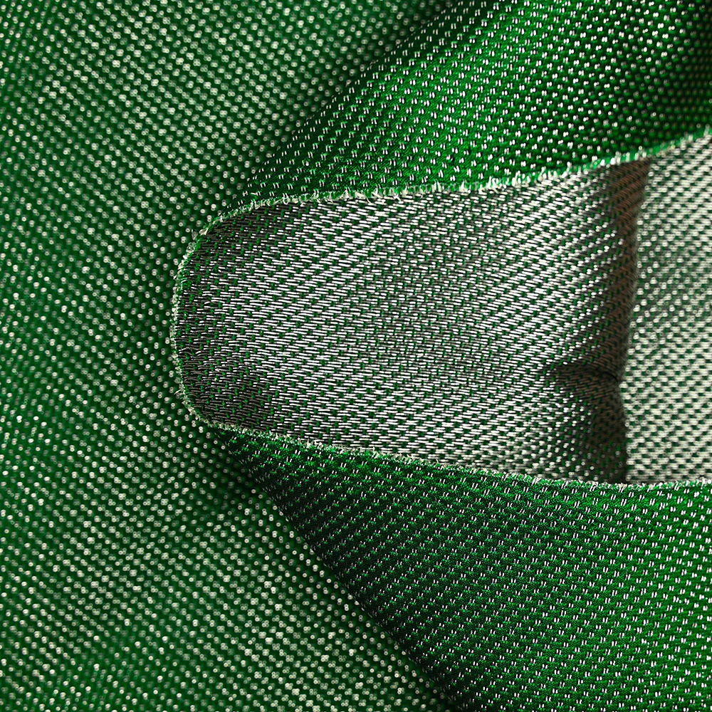 Jacquard polyester lurex argent fond vert - Image 4