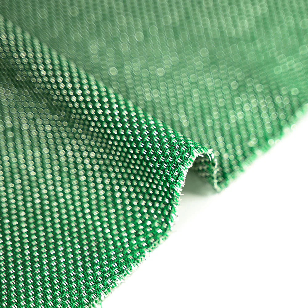 Jacquard polyester lurex argent fond vert - Image 5