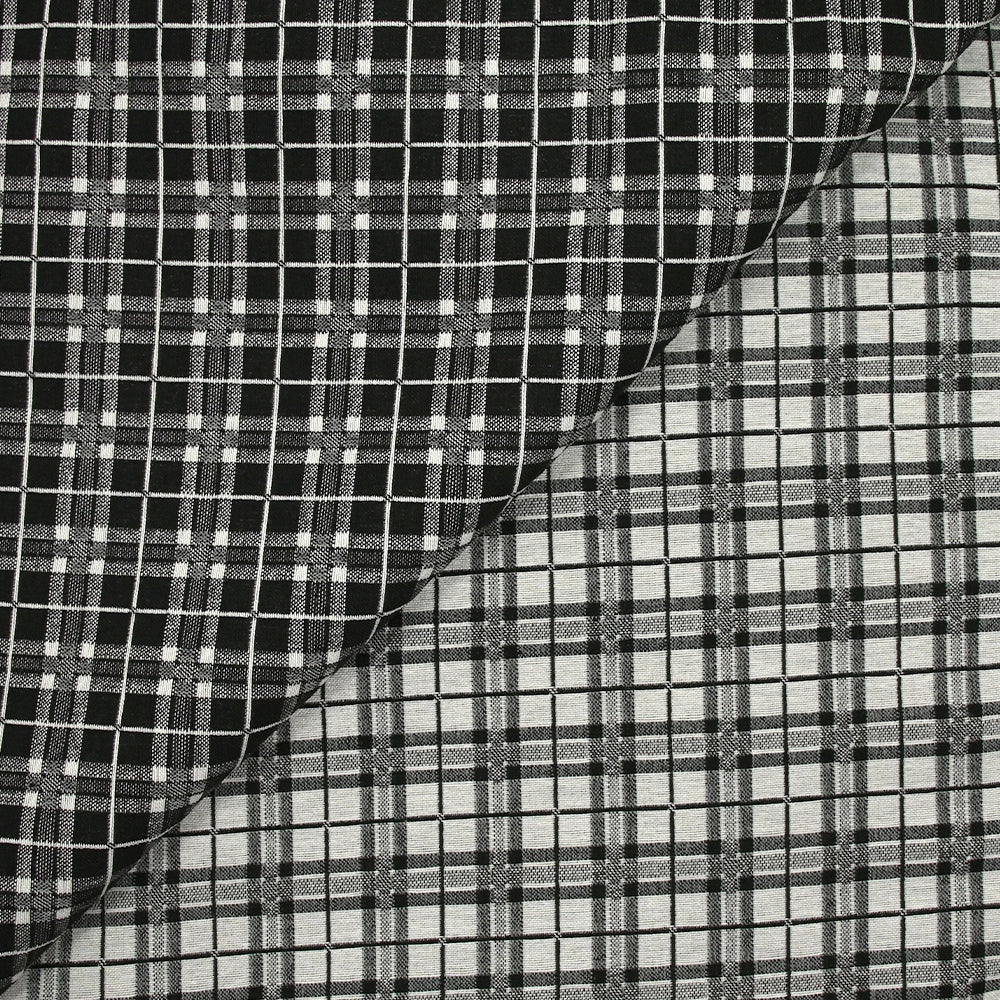 Jacquard polyviscose à carreaux fond noir