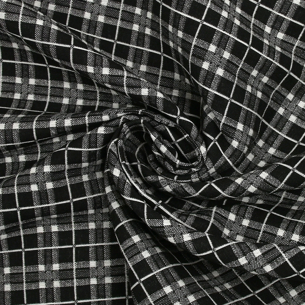 Jacquard polyviscose à carreaux fond noir - Image 2