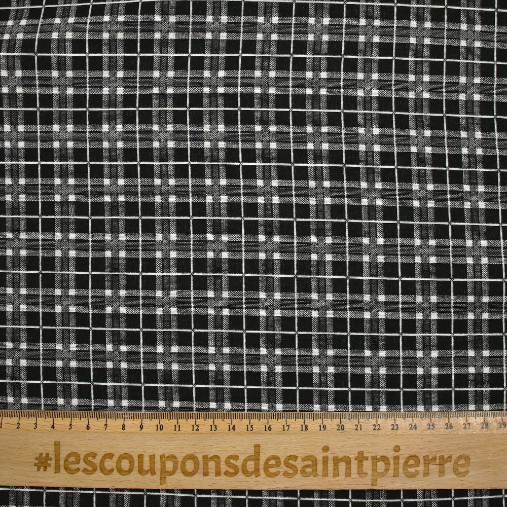 Jacquard polyviscose à carreaux fond noir - Image 3