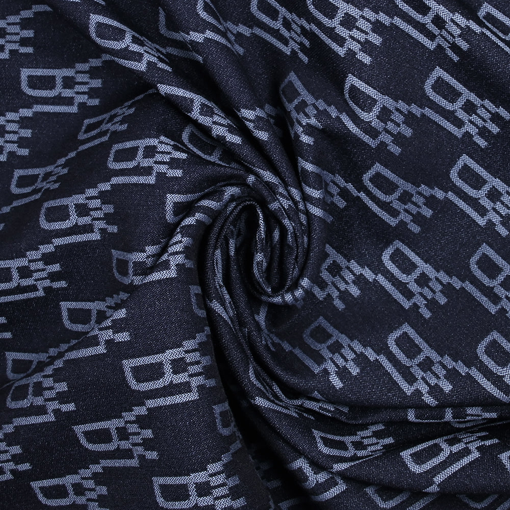 Jacquard polyviscose initiales fond marine - Image 2