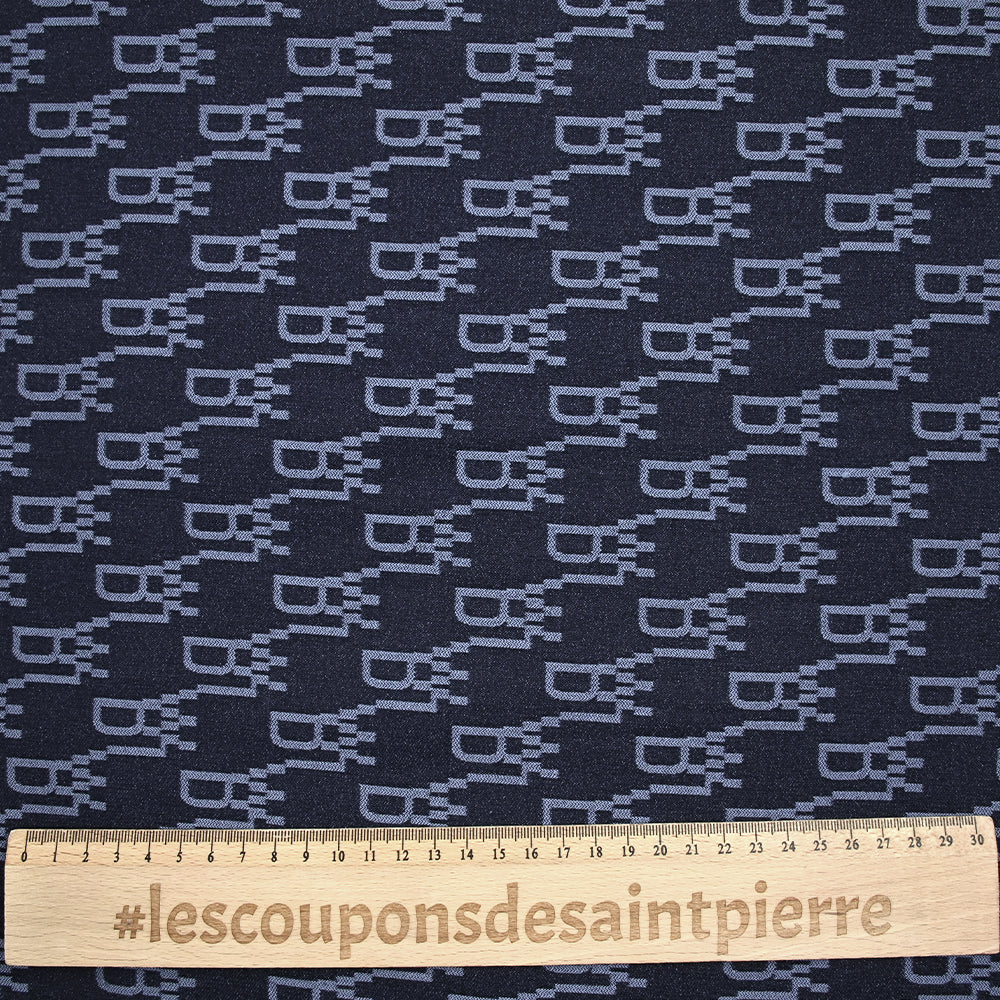 Jacquard polyviscose initiales fond marine - Image 3