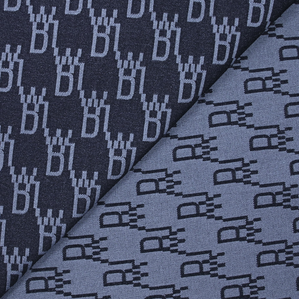 Jacquard polyviscose initiales fond marine - Image 5